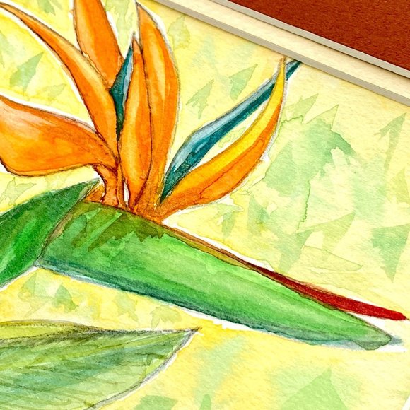 Bird of Paradise - Original Wall Art Handmade Watercolor Florida Flowers 8"x10" - Picture 4 of 6